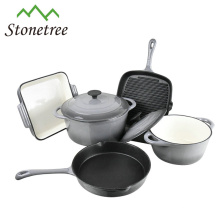 O Cookware do ferro fundido do esmalte do ferro fundido ajustou 5Piece